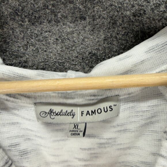Absolutely Famous Hoodie Women XL White Striped Long Sleeve Pullover V-Neck - Picture 3 of 7